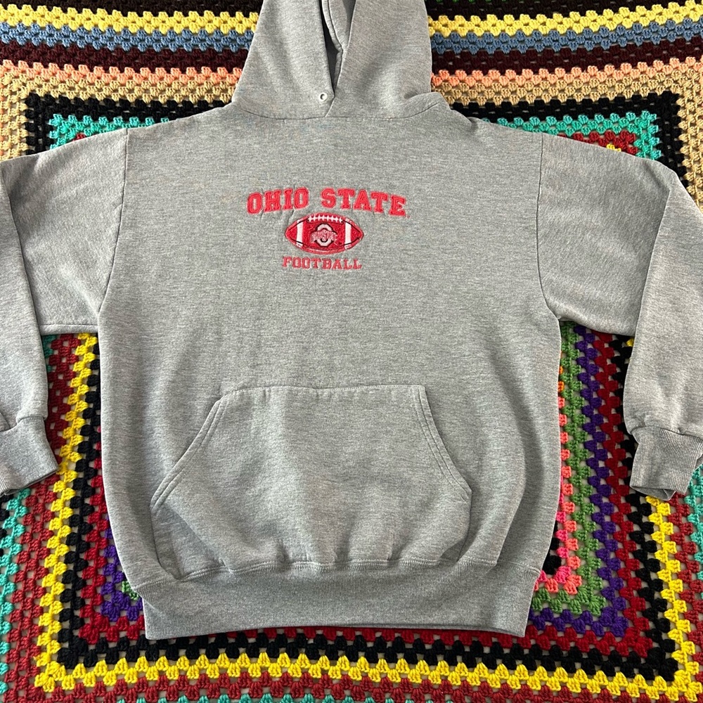 Vintage 90s Y2K Ohio State University Football Heather Hoodie Pocket Swe… - Picture 6 of 11